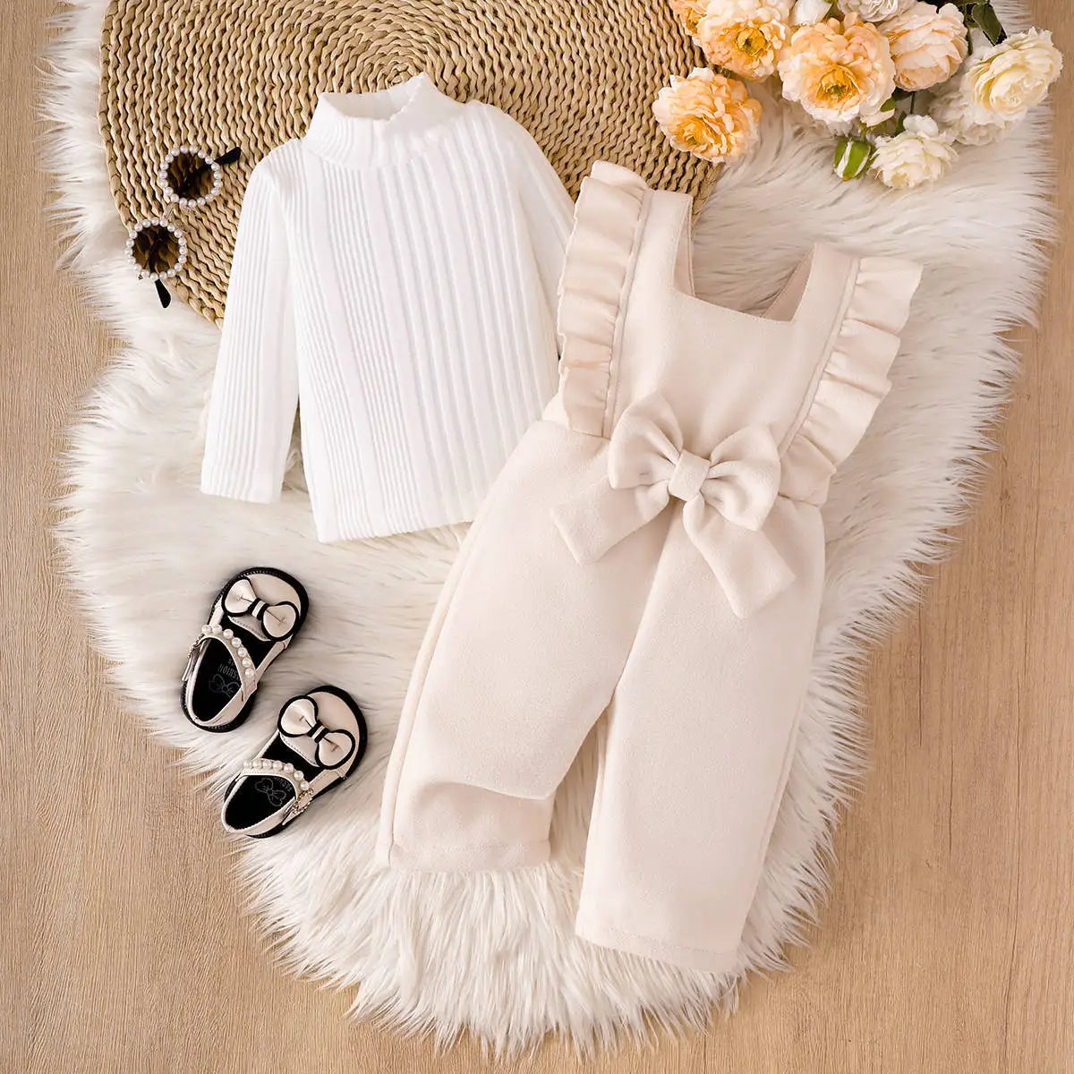 بنات' korean ستايل two-piece خريف بدلة o-neck collar sweet ستايل دينم fabric for شتاء