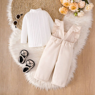 بنات' korean ستايل two-piece خريف بدلة o-neck collar sweet ستايل دينم fabric for شتاء