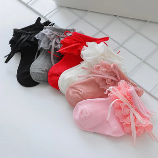 بنات' red bow-knit كاجوال socks full moon أميرة crew socks for ربيع وخريف baby knitted technique at high quality
