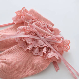 بنات' red bow-knit كاجوال socks full moon أميرة crew socks for ربيع وخريف baby knitted technique at high quality