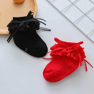 بنات' red bow-knit كاجوال socks full moon أميرة crew socks for ربيع وخريف baby knitted technique at high quality