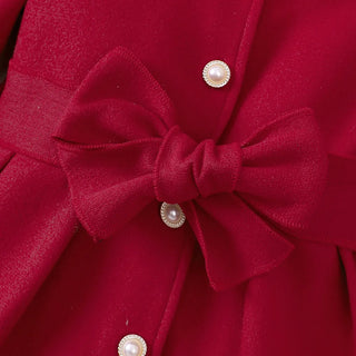 بنات' reversible plush collar tweed bow belt coat outerwear parka for toddlers and teenagers fall/شتاء جديد collection