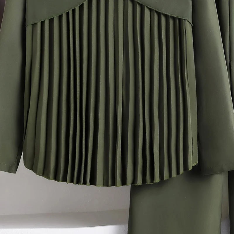 بنات' طقم موضة 2025 ربيع/خريف جديد fashionable back folded أكمام طويلة shirt كاجوال pants طقم