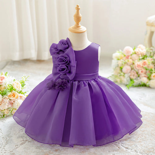 بنات' solid pattern pengpeng yarn أميرة فستان صيف wedding and party فستان for little babies and أطفال
