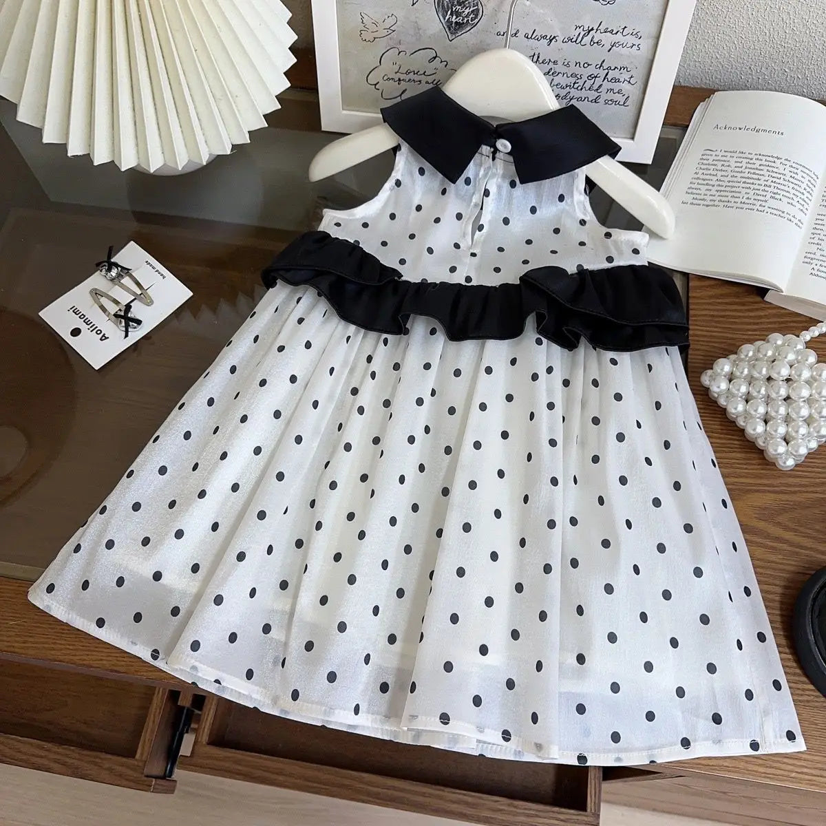 بنات' صيف موضة 2025 جديد ستايل doll collar polka dot بدون أكمام أميرة فستان، sweet فيست فستان for baby بنات