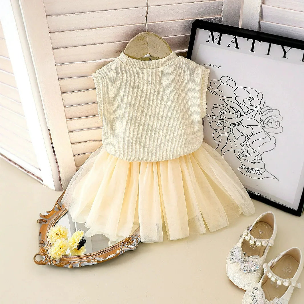 بنات' صيف جديد clothes طقم flower pattern بدون أكمام توب تل قصير جيب طقم قطعتين