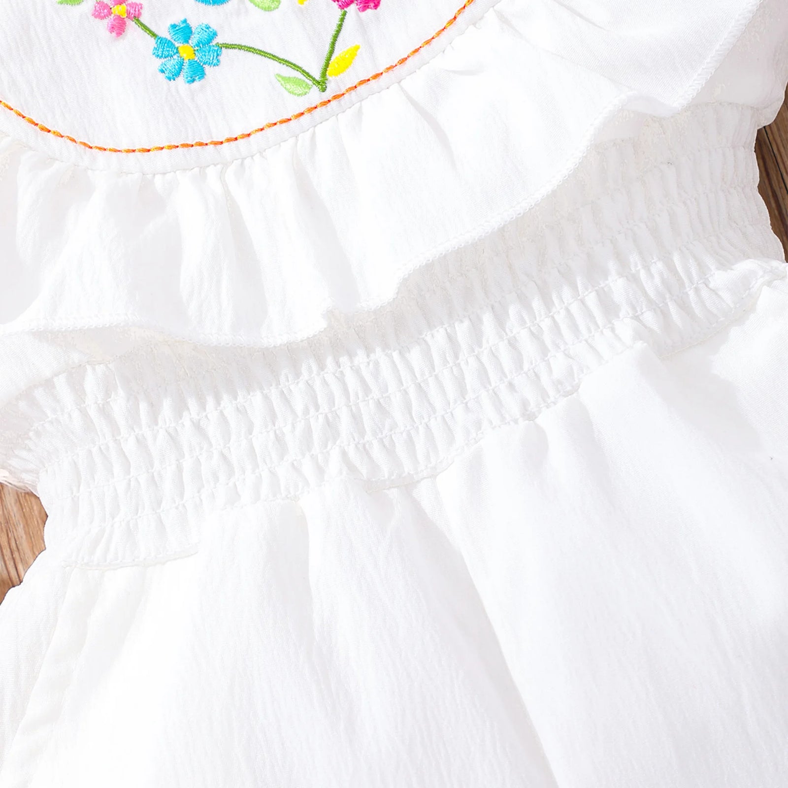 بنات' (small) جمبسوت، صيف round neck embroidered and wrapped جمبسوت