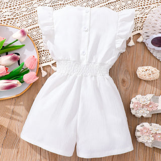 بنات' (small) جمبسوت، صيف round neck embroidered and wrapped جمبسوت