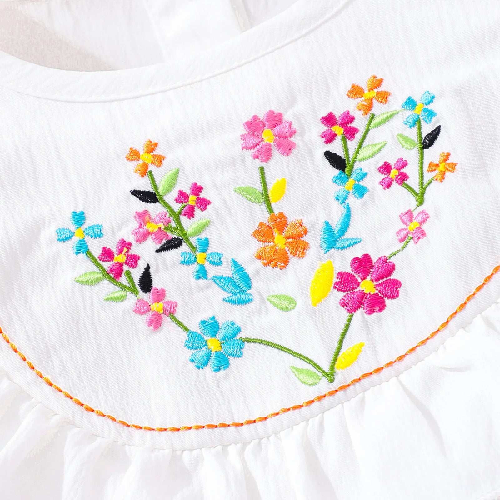 بنات' (small) جمبسوت، صيف round neck embroidered and wrapped جمبسوت