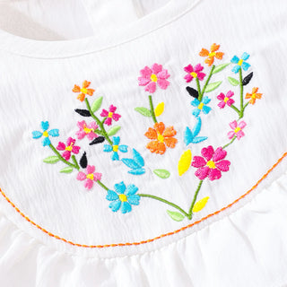 بنات' (small) جمبسوت، صيف round neck embroidered and wrapped جمبسوت