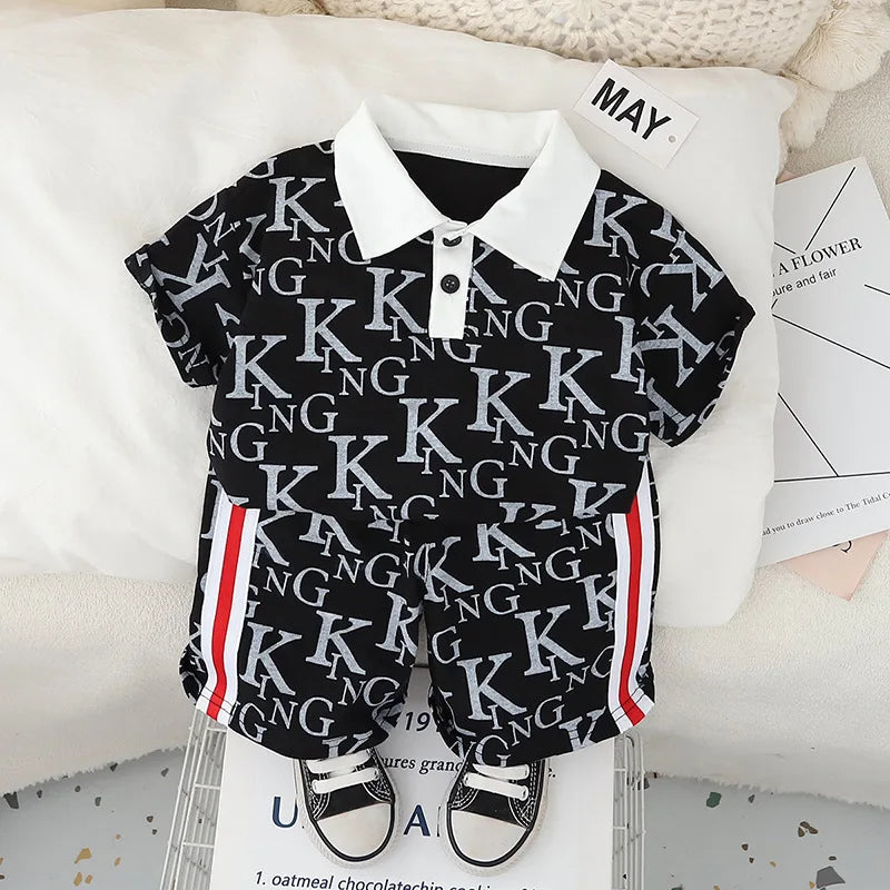 موضة 2025 صيف fashion أكمام قصيرة cotton polo shirt بدلة for أولاد children's صيف clothes