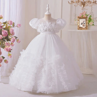 high quality بنات' floral chiffon فستان for wedding prom birthday party-children's بنت فستان أميرة أكمام قصيرة cute