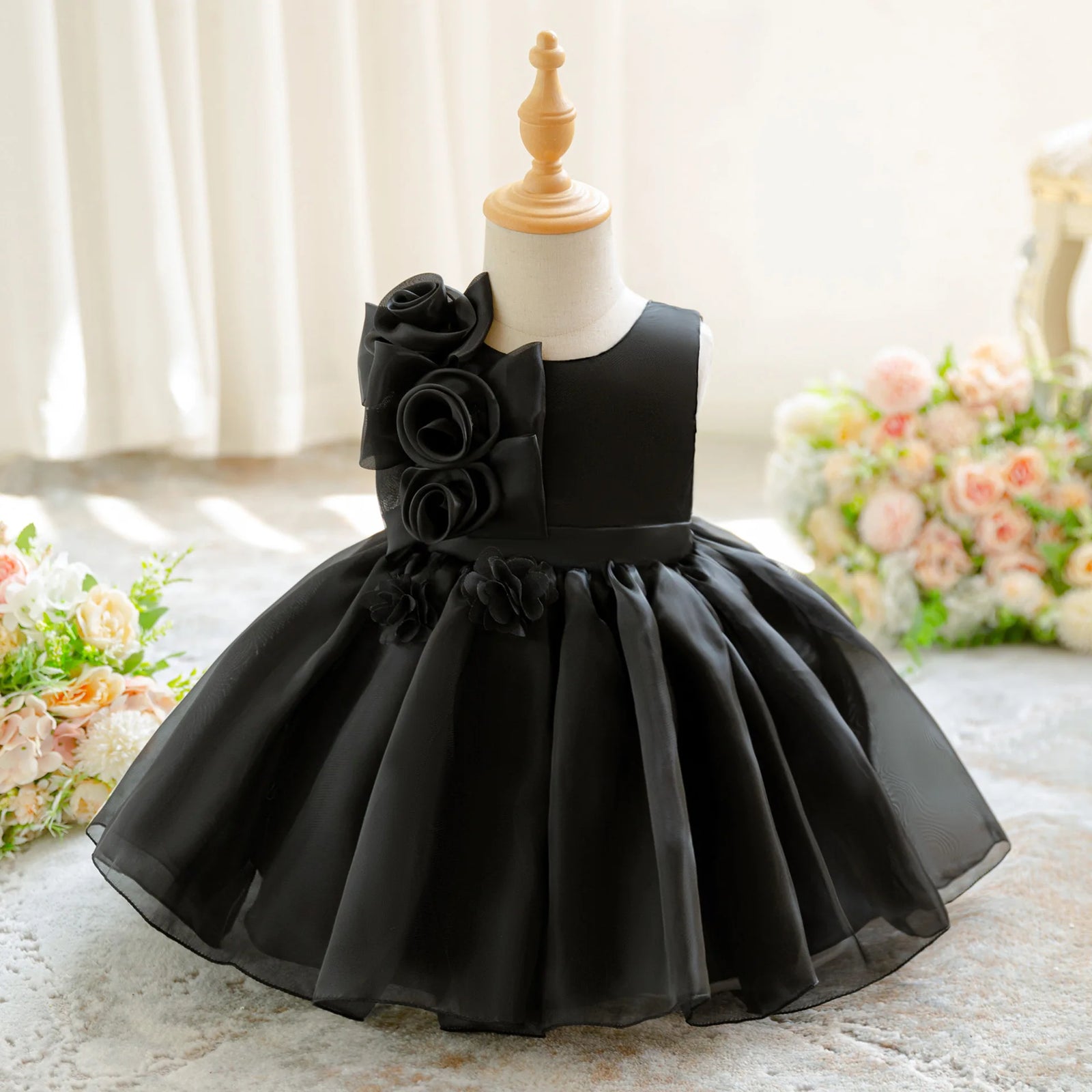 بنات' solid pattern pengpeng yarn أميرة فستان صيف wedding and party فستان for little babies and أطفال