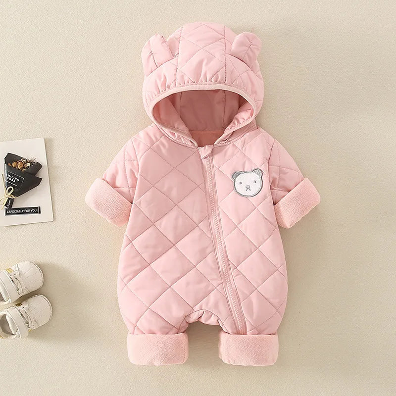 fall شتاء newborn baby cotton جمبسوت warm cotton-padded clothes with bear pattern for climbing
