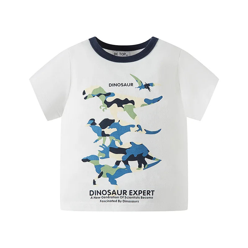 hot sale أولاد baby صيف o-neck t-shirt كاجوال ستايل 100% cotton animal print ناعم breathable plus size 200 grams knitted odm