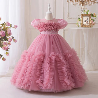 high quality بنات' floral chiffon فستان for wedding prom birthday party-children's بنت فستان أميرة أكمام قصيرة cute