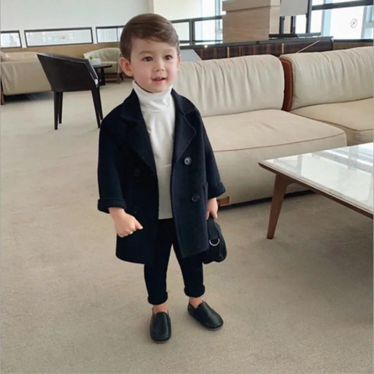children clothing children woolen coat 2024 خريف ستايل ولد baby handsome coat small and medium children طويل korean version