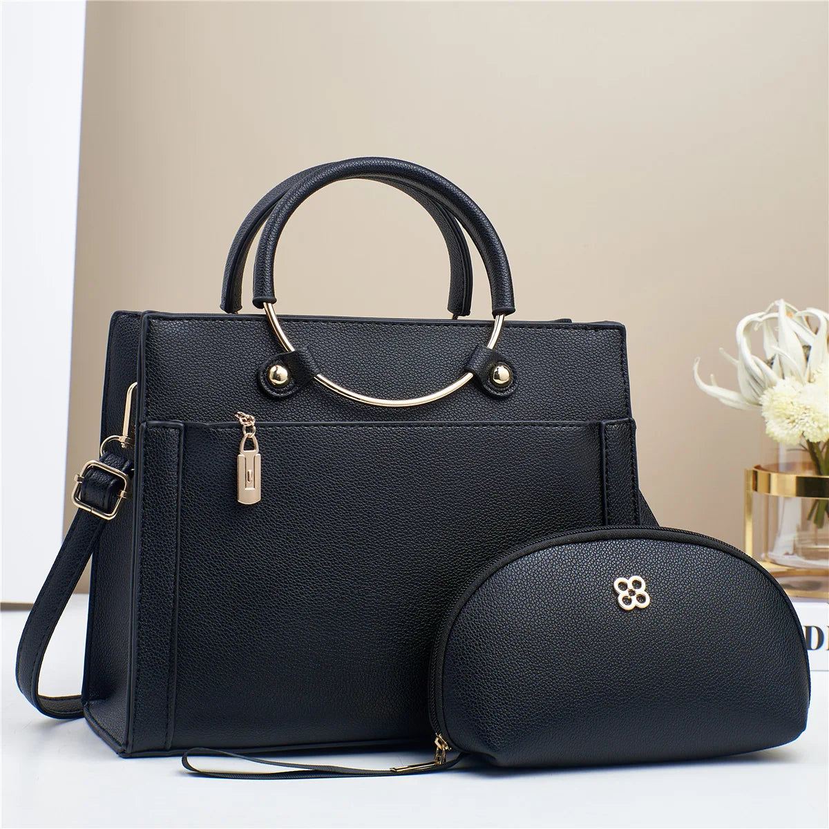 شنطة جلد مميزة للنساء - 2024 Fashion Ladies Shoulder Bags Set La