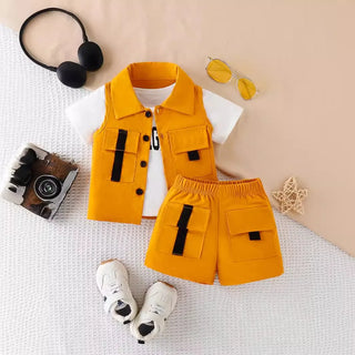 2024 صيف جديد cross-border e-commerce foreign trade hot-selling sports ولد clothing street super cool three-piece بدلة