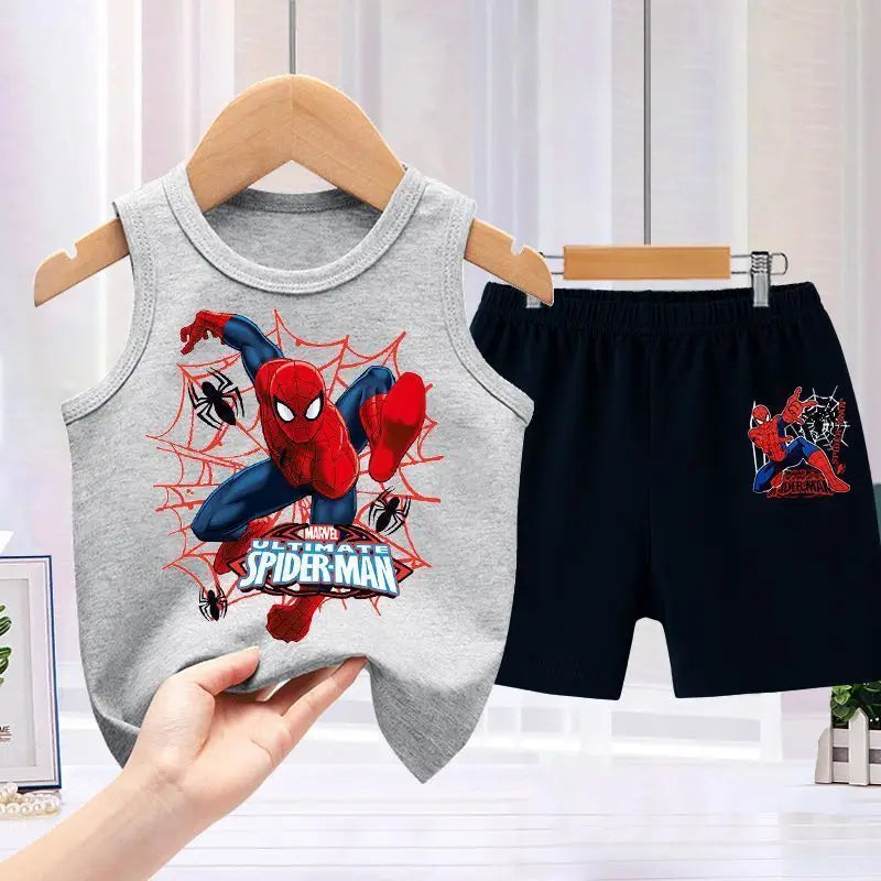 spider-man طقم قطعتين for أولاد صيف sports فيست shorts formal-كاجوال cotton print baby fashion أولاد' sports shirt shorts