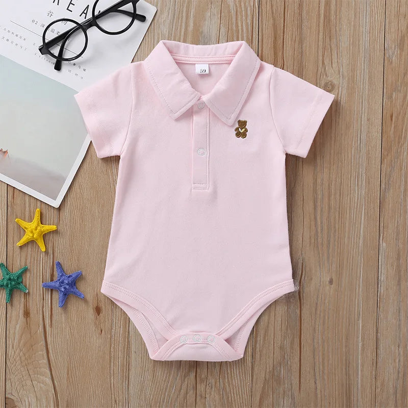 2024 صيف baby ولد جمبسوت candy color أكمام قصيرة triangle climbing بدلة 100% cotton unisex odm supply in stock