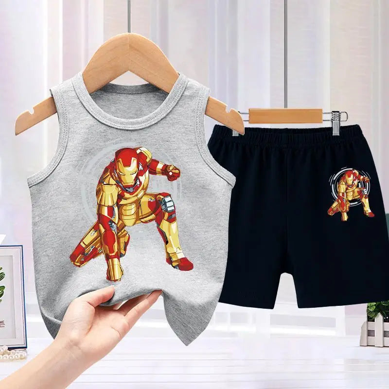 spider-man طقم قطعتين for أولاد صيف sports فيست shorts formal-كاجوال cotton print baby fashion أولاد' sports shirt shorts