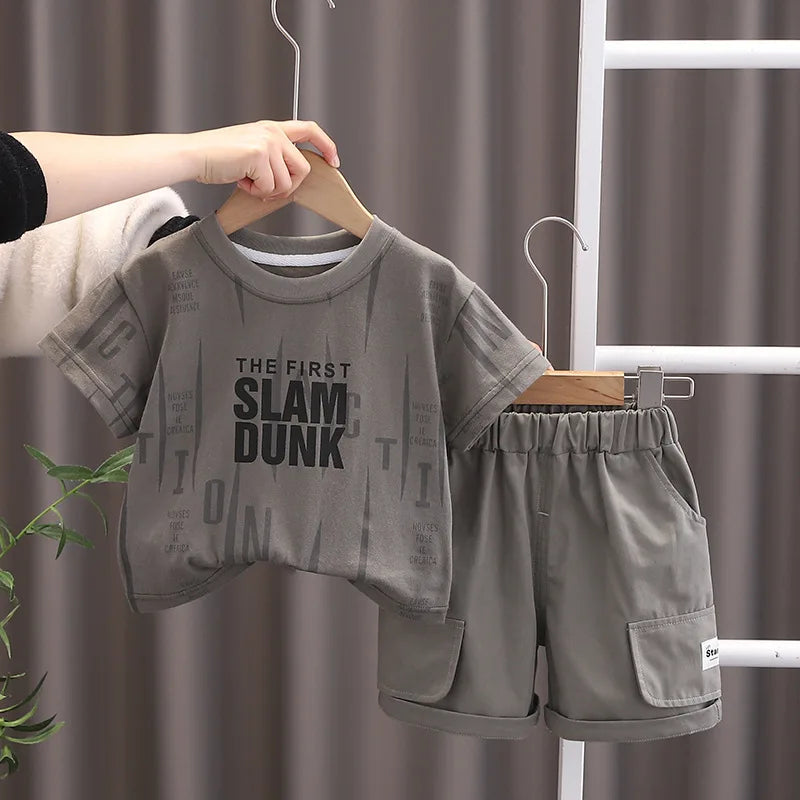 baby طقم صيف جديد أولاد polo shirt أكمام قصيرة t-shirt shorts خفيف طقم قطعتين