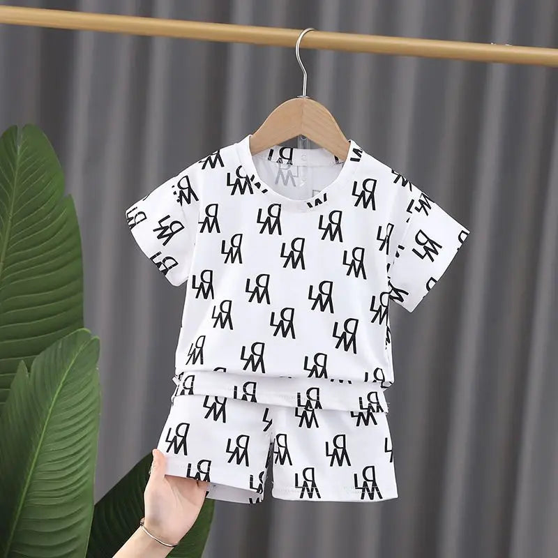 children's طقم قطعتين جديد korean version صيف ستايل أولاد foreign printing 100% cotton clothes for أولاد and بنات