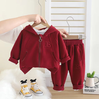 موضة 2025 ربيع جديد أولاد' and بنات' hooded zipper shirt أكمام طويلة طقم baby كاجوال pants طقم قطعتين