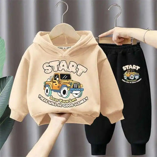 جديد أولاد' كاجوال outfits two-piece cotton hoodie بدلة with foreign ستايل cartoon printed توب children's sizes