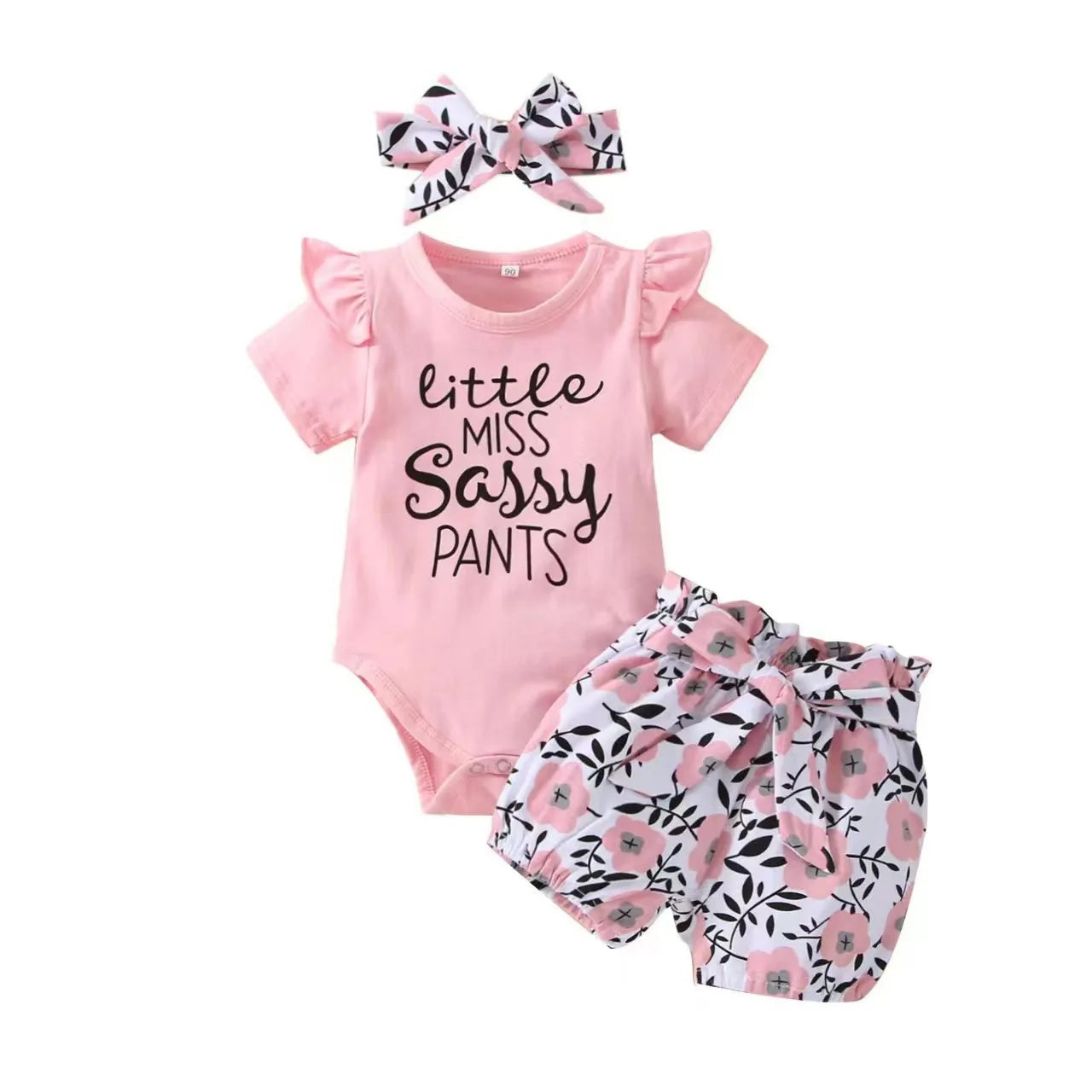 newborn بنت أكمام قصيرة letter جمبسوت pants butterfly headband 100% cotton tights بدلة cute odm snap button closure clothing