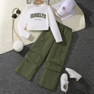 موضة 2025 cool بنت clothing 8-12 year children boutique teenage 2 piece sets أطفال بنات clothing طقم