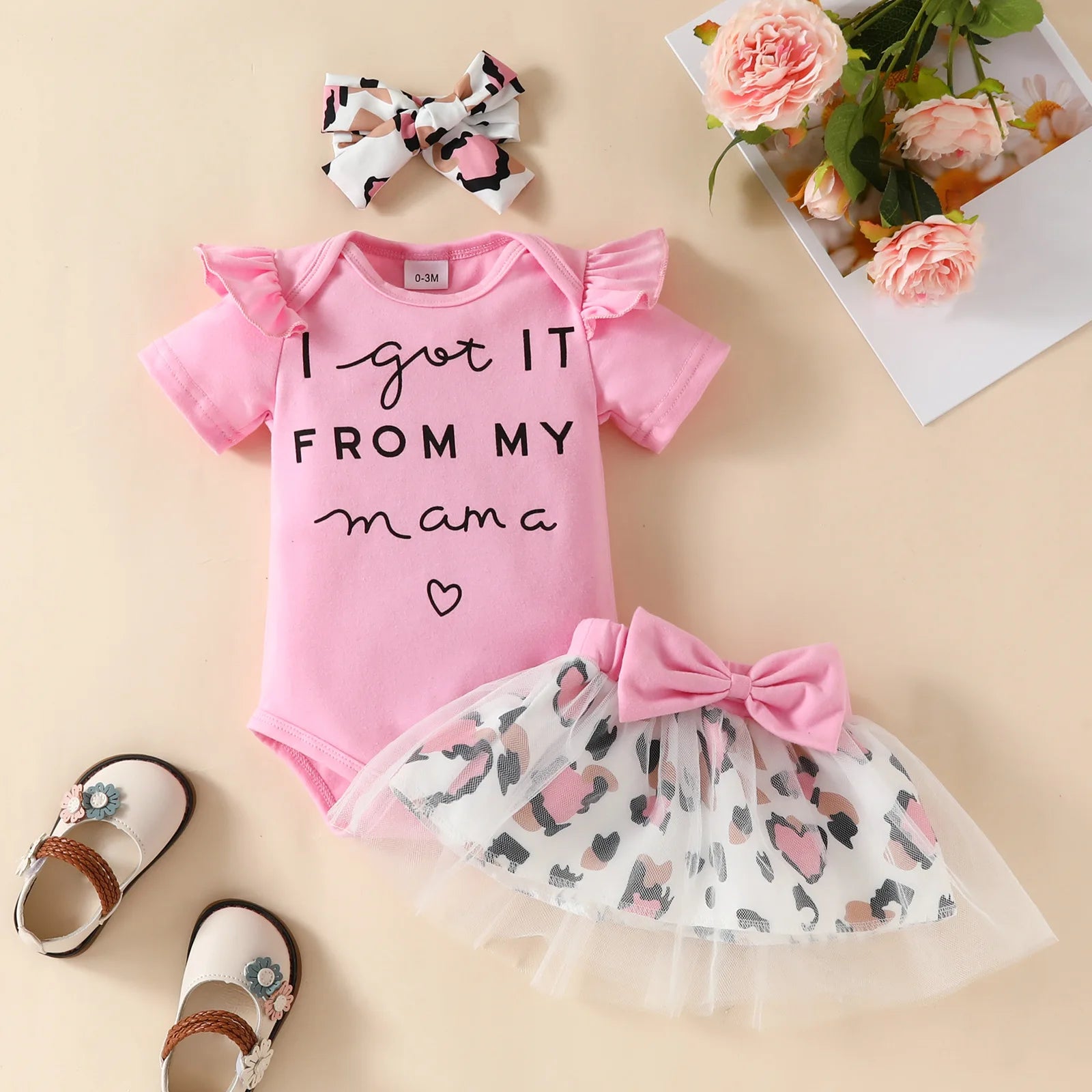 صيف infant newborn clothing طقم baby بنت bodysuit leopard تل bowknot جيب headband-أكمام قصيرة cotton 3pcs