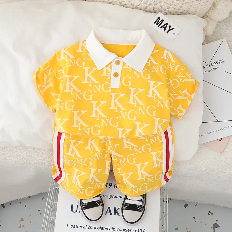 موضة 2025 صيف fashion أكمام قصيرة cotton polo shirt بدلة for أولاد children's صيف clothes