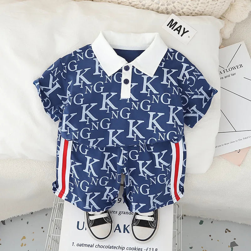 موضة 2025 صيف fashion أكمام قصيرة cotton polo shirt بدلة for أولاد children's صيف clothes