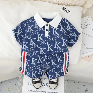 موضة 2025 صيف fashion أكمام قصيرة cotton polo shirt بدلة for أولاد children's صيف clothes