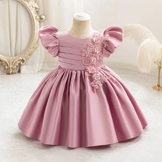بنات' floral أميرة فستان for birthdays صيف جديد children's knitted fabric flower بنت فستان
