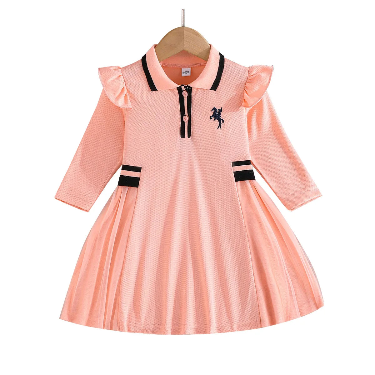 خريف أميرة ستايل baby بنت فستان pink polo collar بليسيه floral فستان for party children's wear