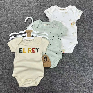 صيف أكمام قصيرة baby جمبسوت for أولاد and بنات three-piece cotton بدلة with printed pattern