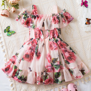 hot sale صيف بنات dresses comfortable أطفال clothing straight shoulder design for baby بنات children أميرة فستان