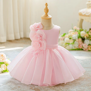 بنات' solid pattern pengpeng yarn أميرة فستان صيف wedding and party فستان for little babies and أطفال