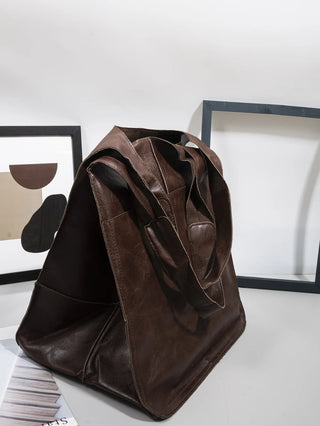 شنطة جلد فاخرة للنساء - Classic Retro Women's Bags Simple Casual