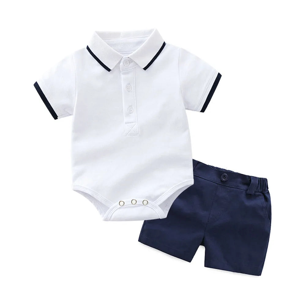 جديد baby ولد clothes طقم children صيف polo romper قصير 2pcs بدلة ولد clothing sets