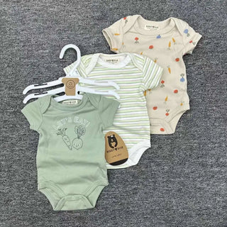 صيف أكمام قصيرة baby جمبسوت for أولاد and بنات three-piece cotton بدلة with printed pattern