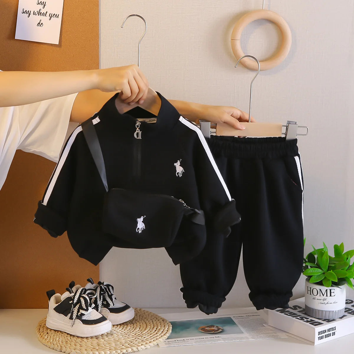 children's طقم موضة 2025 ربيع وخريف جديد men's and women's clothing embroidered hoodie طقم، sports and leisure طقم قطعتين