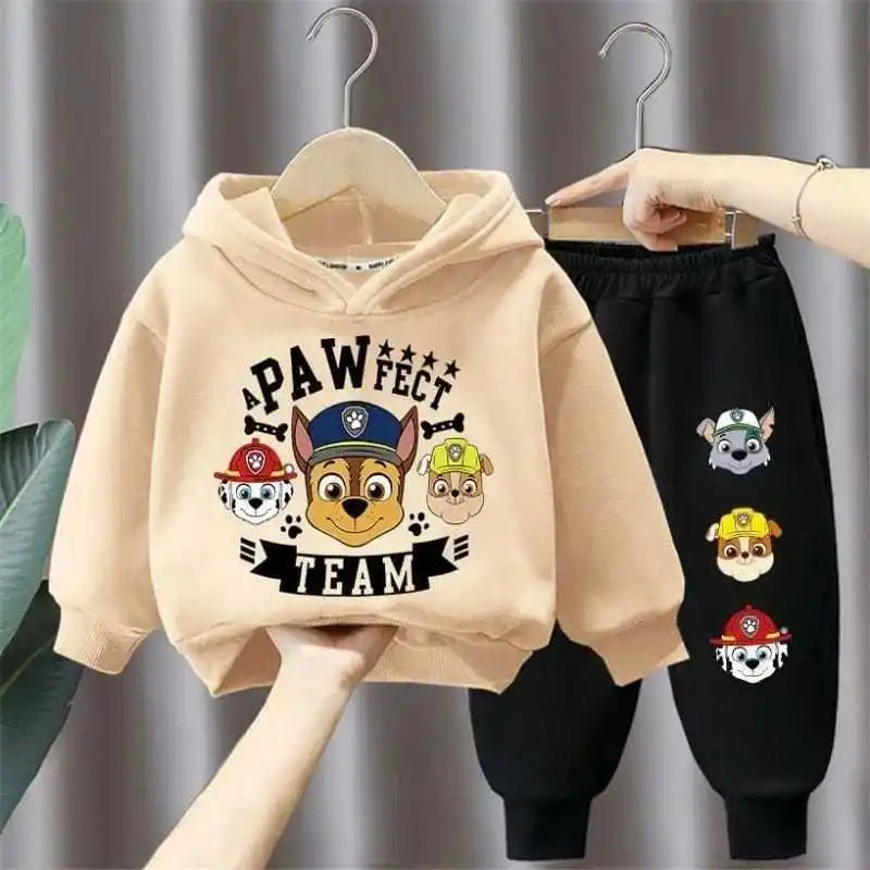 جديد أولاد' كاجوال outfits two-piece cotton hoodie بدلة with foreign ستايل cartoon printed توب children's sizes