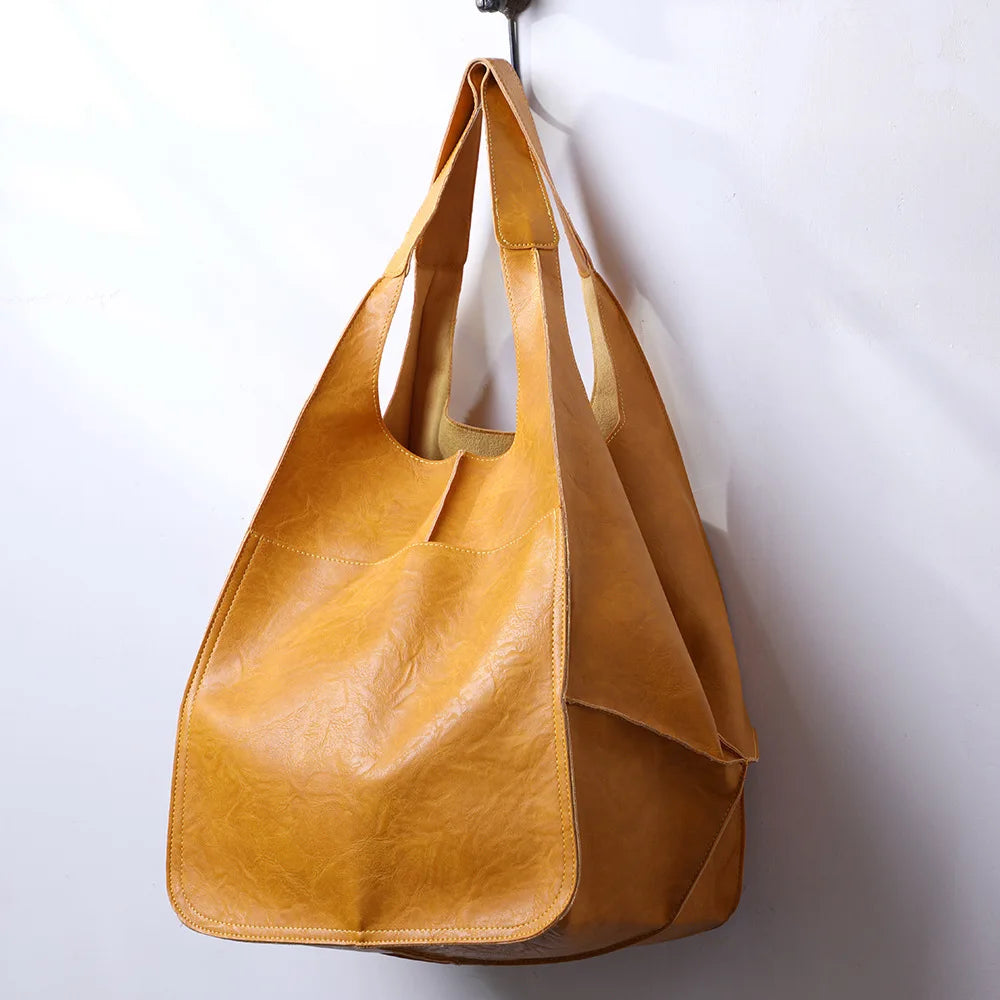 شنطة جلد فاخرة للنساء - Classic Retro Women's Bags Simple Casual