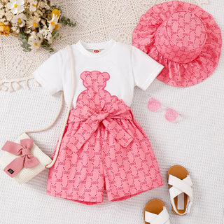 جديد صيف بنات' printed أكمام قصيرةd توب and printed shorts طقم