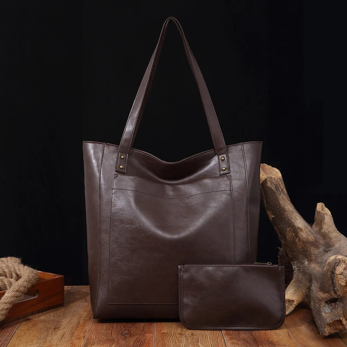 شنطة كتف كاجوال للنساء - Women's Soft Leather Hand Bags Oil Wax L