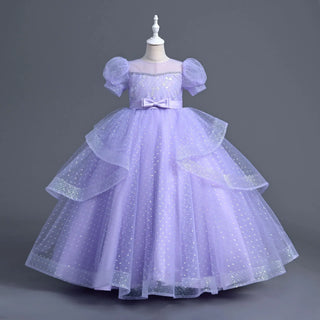 صيف أميرة فستان for بنات one-year-old small host banquet wedding gown with o-neck collar and طويل ستايل